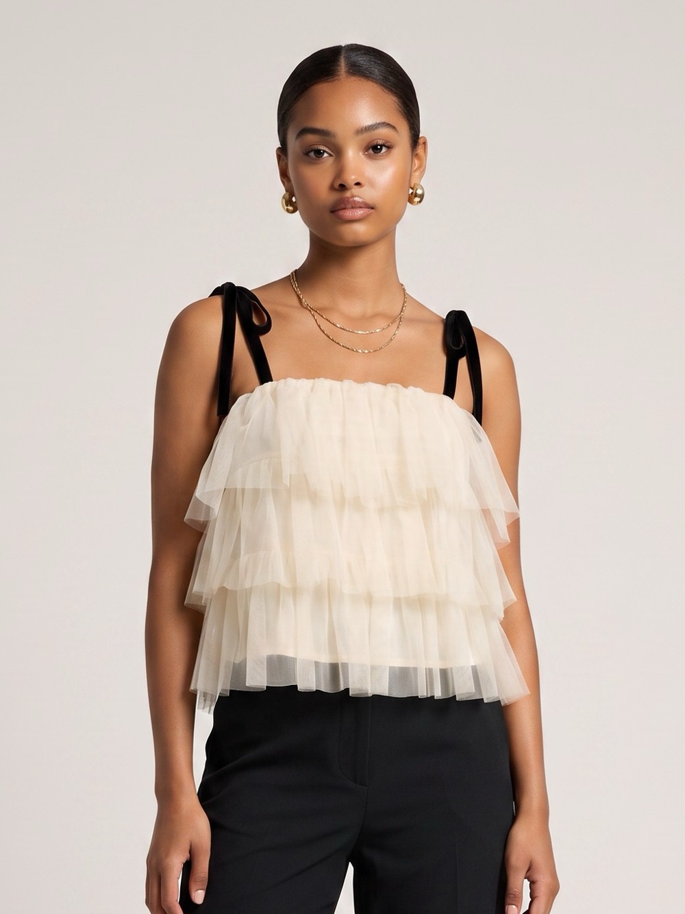 Sunday in Brooklyn Tie-Strap Tank NWT | Anthropologie | Ivory Tulle - Picture 2 of 6